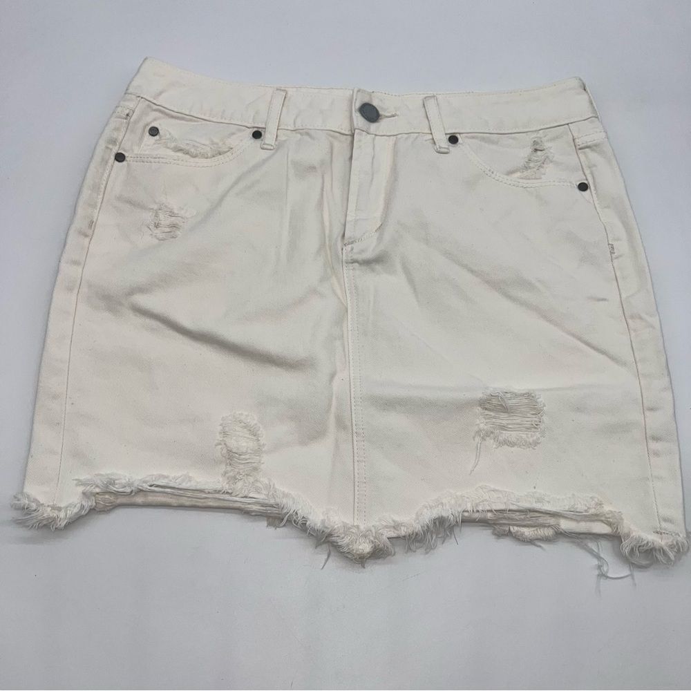 Articles of Society White 100% Cotton Off White Distress Stacy Mini-Skirt-Sz 27
